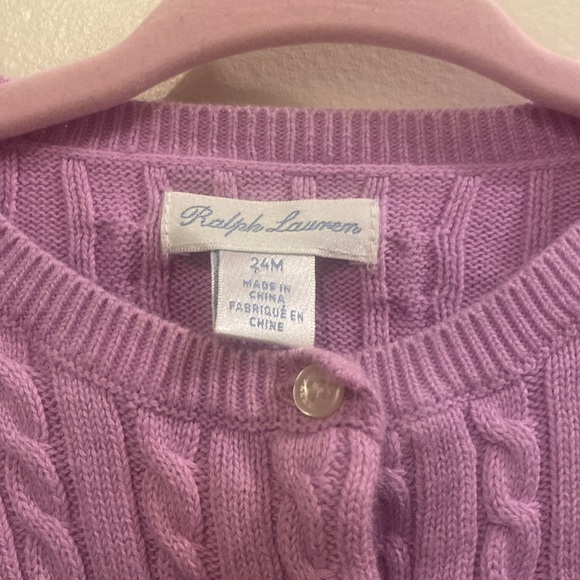 Ralph Lauren Toddler Girl Mini-Cable Cotton Cardigan, 24M - Picture 2 of 2